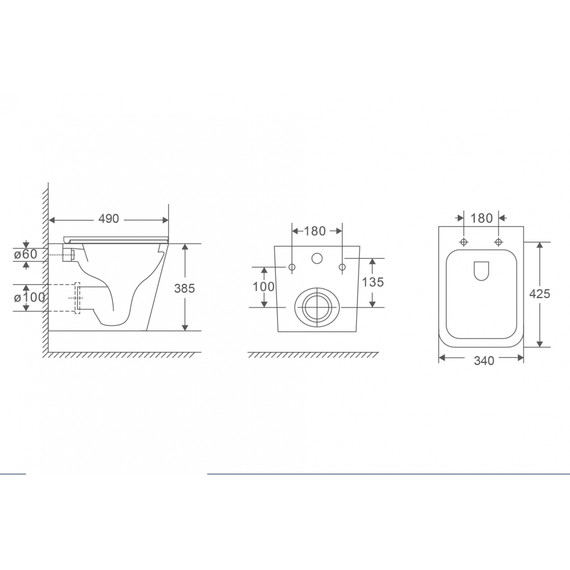 Инсталляция с подвесным унитазом комплект: Abber AC0105 с подвесным унитазом Rechteck AC1219TC с крышкой микролифт, кнопка смыва AC0120 хром глянцевый (система смыва Торнадо) - фото 8