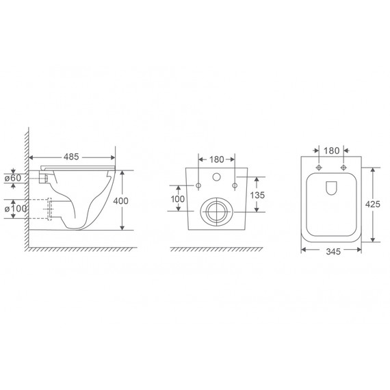 Инсталляция с подвесным унитазом комплект: Abber AC0105 с подвесным унитазом Rechteck AC1220TC с крышкой микролифт, кнопка смыва AC0121MW белая матовая (система смыва Торнадо) - фото 8