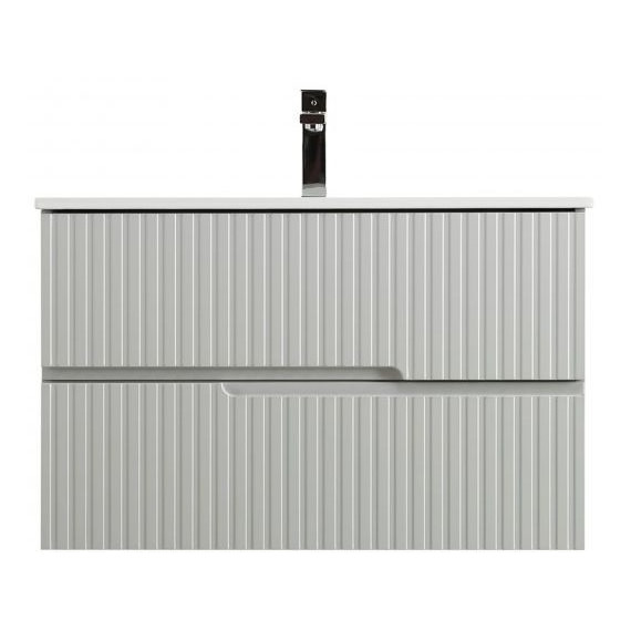 Тумба подвесная с раковиной-столешницей Cezares DUET-N-1000-2C-SO-GPR-P 100 см (раковина CZR-8095-100) серый жёмчужный - фото 