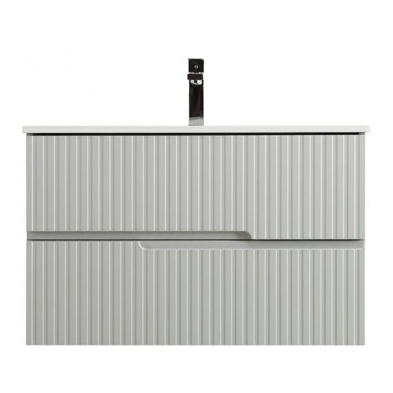 Тумба подвесная с раковиной Cezares DUET-N-800-2C-SO-GPR-P 80 см (раковина CZR-8073-80) серый жемчужный - фото 