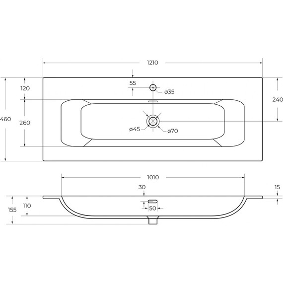 Тумба подвесная с раковиной Cezares ECO-CER-N-1200-2C-SO-GSO-P 120 см (раковина CZR-8073-120) тёмно-серый матовый - фото 4