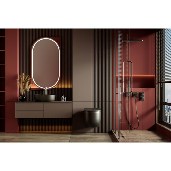 Унитаз подвесной безободковый Abber Bequem AC1104TMB с тонкой крышкой микролифт (система смыва Торнадо) чёрный матовый - фото 10