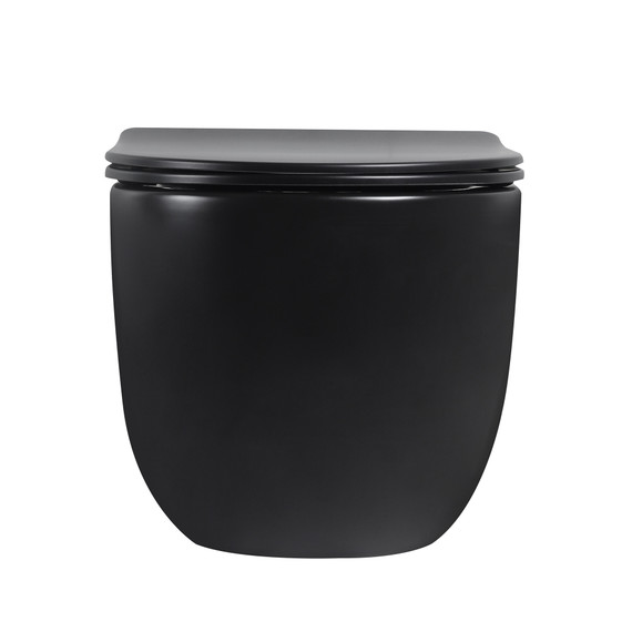 Унитаз подвесной безободковый Abber Bequem AC1104TMB с тонкой крышкой микролифт (система смыва Торнадо) чёрный матовый - фото 3