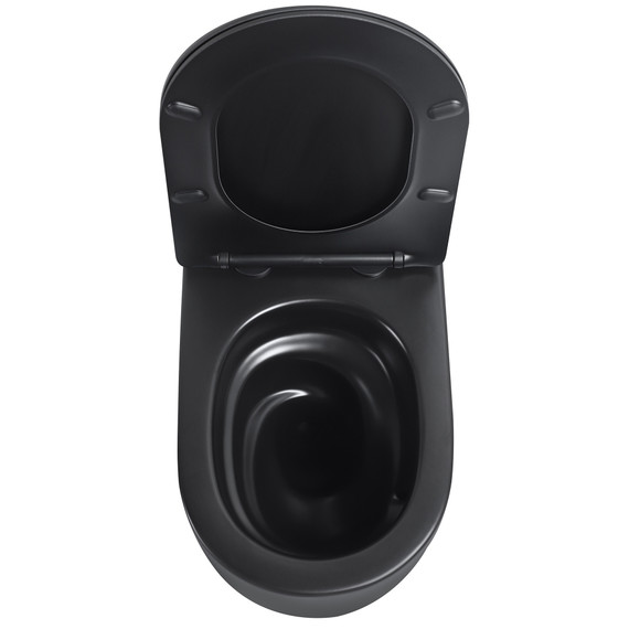 Унитаз подвесной безободковый Abber Bequem AC1104TMB с тонкой крышкой микролифт (система смыва Торнадо) чёрный матовый - фото 5