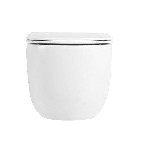 Унитаз подвесной безободковый Abber Bequem AC1104TMW с тонкой крышкой микролифт (система смыва Торнадо) белый матовый - фото 3