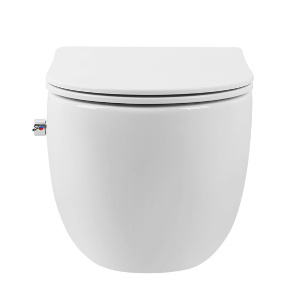 Унитаз-биде подвесной безободковый ABBER Bequem AC1104TNS с тонкой крышкой микролифт (система смыва Торнадо) - фото 4