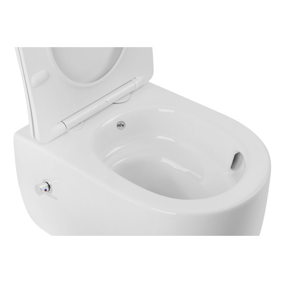 Унитаз-биде подвесной безободковый ABBER Bequem AC1104TNS с тонкой крышкой микролифт (система смыва Торнадо) - фото 5