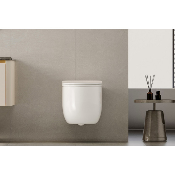 Унитаз подвесной безободковый Abber Bequem AC1104TN с тонкой крышкой микролифт (система смыва Торнадо) - фото 8