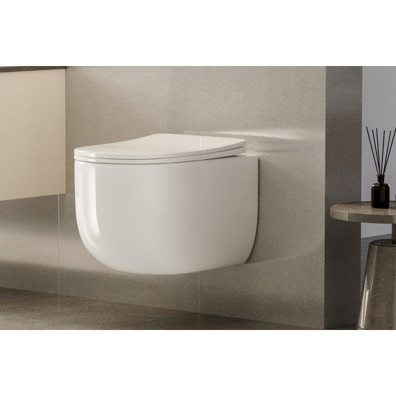 Унитаз подвесной безободковый Abber Bequem AC1104TN с тонкой крышкой микролифт (система смыва Торнадо) - фото 9