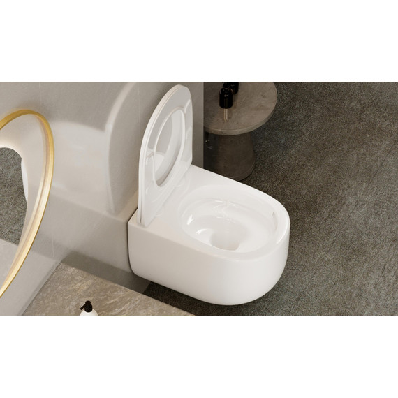 Унитаз подвесной безободковый Abber Bequem AC1104TN с тонкой крышкой микролифт (система смыва Торнадо) - фото 10