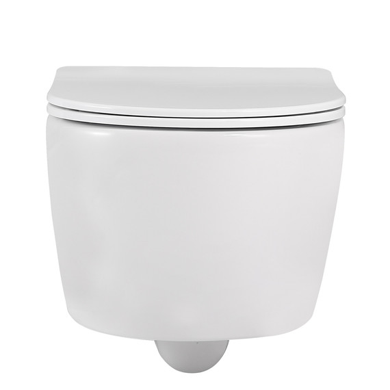 Унитаз подвесной безободковый Abber Bequem AC1104 с тонкой крышкой микролифт - фото 5