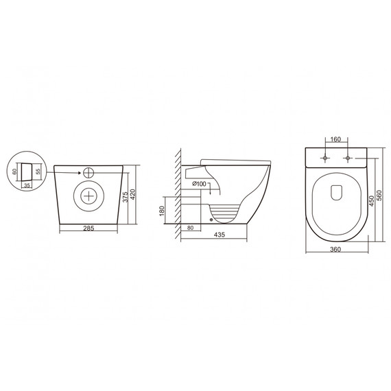 Унитаз приставной безободковый Abber Bequem AC1111T с тонкой крышкой микролифт (система смыва Торнадо) - фото 14