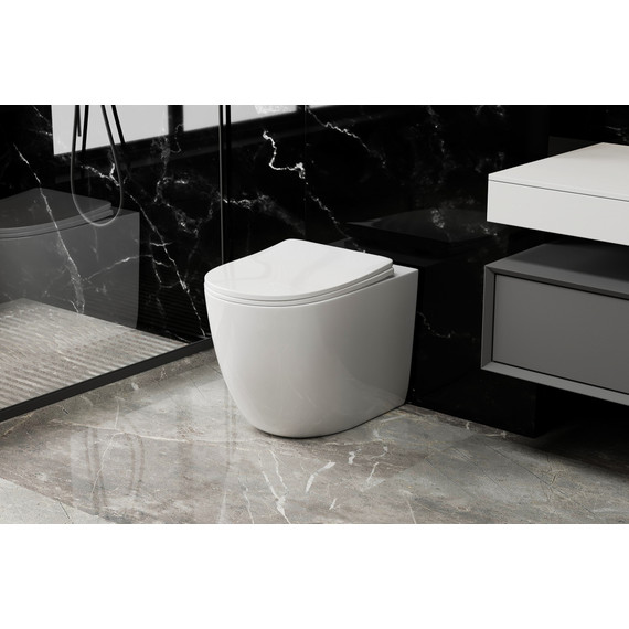 Унитаз приставной безободковый Abber Bequem AC1111T с тонкой крышкой микролифт (система смыва Торнадо) - фото 11