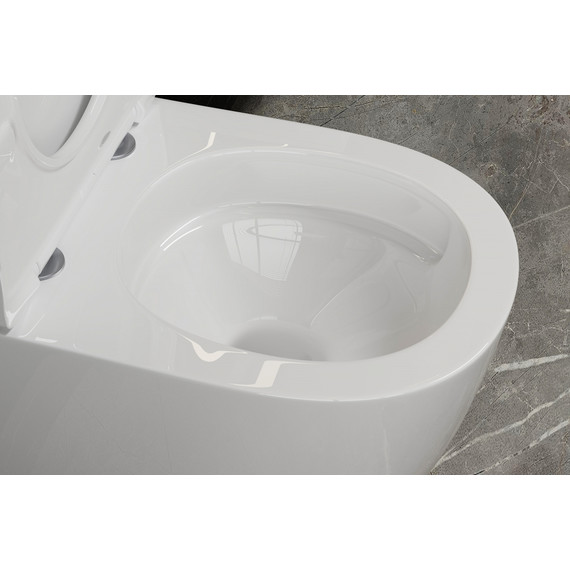 Унитаз приставной безободковый Abber Bequem AC1111T с тонкой крышкой микролифт (система смыва Торнадо) - фото 2