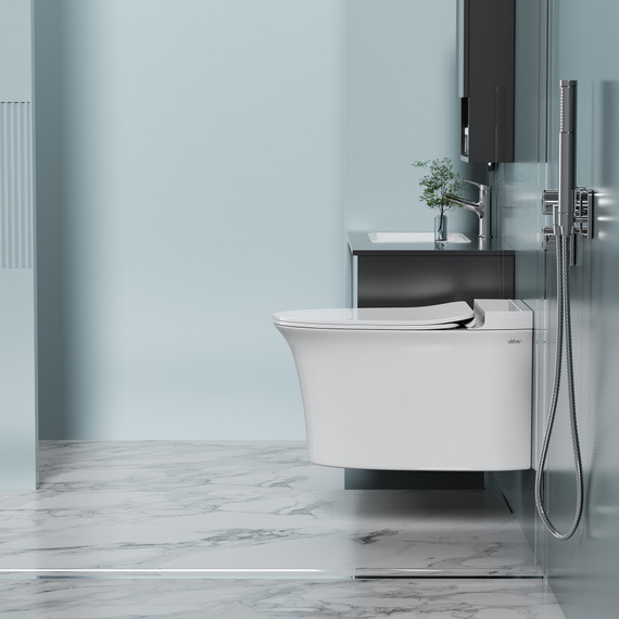 Унитаз подвесной импульсный Abber Bequem AC1124P с тонкой крышкой микролифт - фото 3