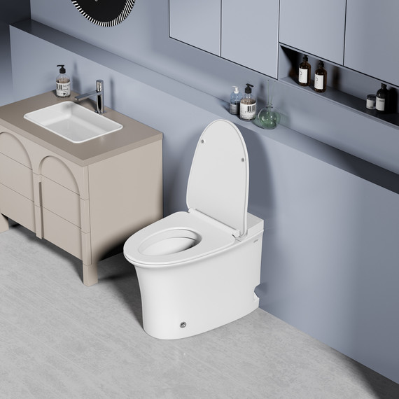 Унитаз приставной импульсный Abber Bequem AC1125P с тонкой крышкой микролифт (выпуск горизонтальный) - фото 4