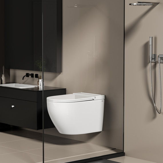 Унитаз подвесной импульсный Abber Bequem AC1126P с тонкой крышкой микролифт - фото 2