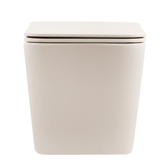 Унитаз подвесной безободковый Abber Rechteck AC1201MBE с тонкой крышкой микролифт, светло-бежевый матовый - фото 3