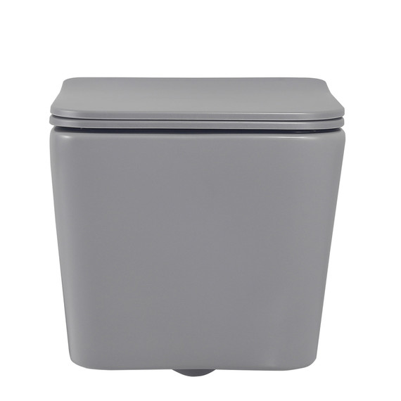 Унитаз подвесной безободковый Abber Rechteck AC1201MG с тонкой крышкой микролифт, серый матовый - фото 3