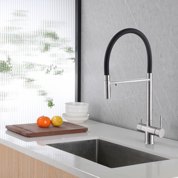 Смеситель для кухни Abber Wasser Kreis AF81141SP, с подключением фильтра и выдвижной лейкой, сатин - фото 2