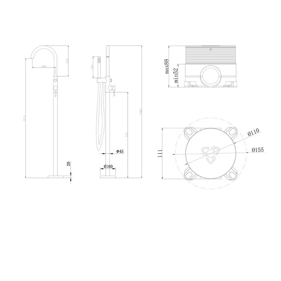 Смеситель для ванны Abber Wasser Kreis AF8115NGN (со скрытой частью) никель - фото 5