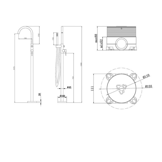 Смеситель для ванны Abber Wasser Kreis AF8115N (со скрытой частью) - фото 6