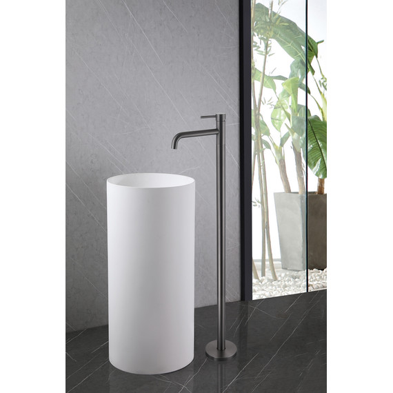 Смеситель для раковины напольный Abber Wasser Kreis AF8140NG (со скрытой частью) никель - фото 2