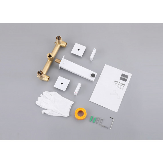 Смеситель для раковины настенный Abber Daheim AF82122W (со скрытой частью) белый матовый - фото 3