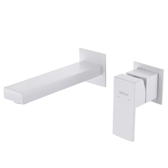 Смеситель для раковины настенный Abber Daheim AF8212W (со скрытой частью) белый матовый - фото 