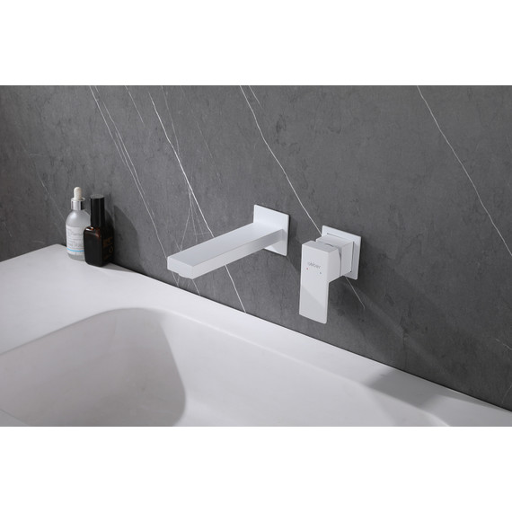 Смеситель для раковины настенный Abber Daheim AF8212W (со скрытой частью) белый матовый - фото 2