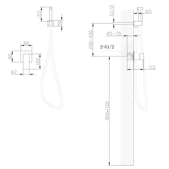 Набор для гигиенического душа Abber Daheim AF8225SP (со скрытой частью) сатин - фото 4
