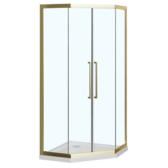 Душевое ограждение Azario OSAKA 100х100 см AZ-092K2-100-BGL-CL, золото брашированное/прозрачное - фото 2