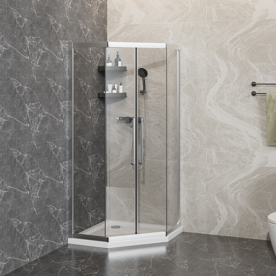 Душевое ограждение Azario OSAKA 100х100 см AZ-092K2-100-CH-CL, хром/прозрачное - фото 8