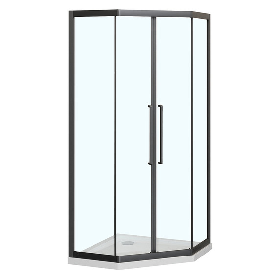 Душевое ограждение Azario OSAKA 100х100 см AZ-092K2-100-MB-CL, чёрный матовый/прозрачное - фото 2