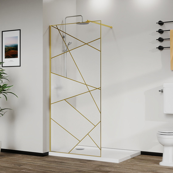 Душевая перегородка Azario Walk-in 100 см AZ-271-100-BGL-CGP (стекло 8 мм) золото брашированное/узор - фото 7