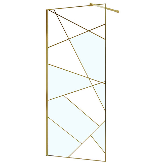 Душевая перегородка Azario Walk-in 90 см AZ-271-90-BGL-CGP (стекло 8 мм) золото брашированное/узор - фото 