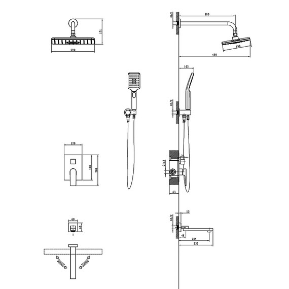 Душевая система для ванны Azario Arida AZ-K7354 (со скрытой частью) - фото 7
