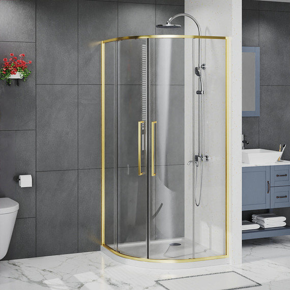 Душевое ограждение Azario SHANGHAI 80x80 см AZ-S43-80-BGL-CL, золото брашированное/прозрачное - фото 7