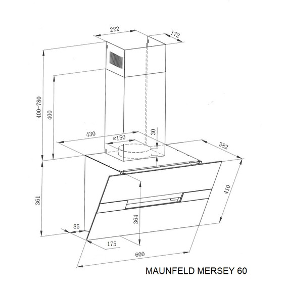 Вытяжка Maunfeld MERSEY 60 Inox Glass BLACK (чёрное стекло) - фото 16