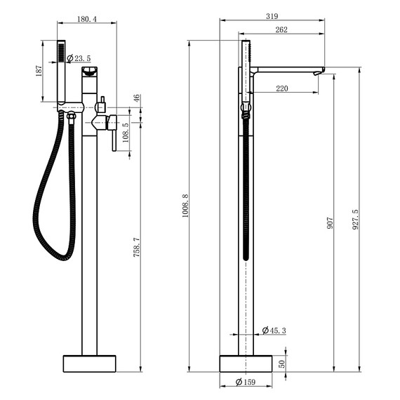 Смеситель для ванны Azario Rimini AZ-K3110GR (со скрытой частью) графит - фото 3