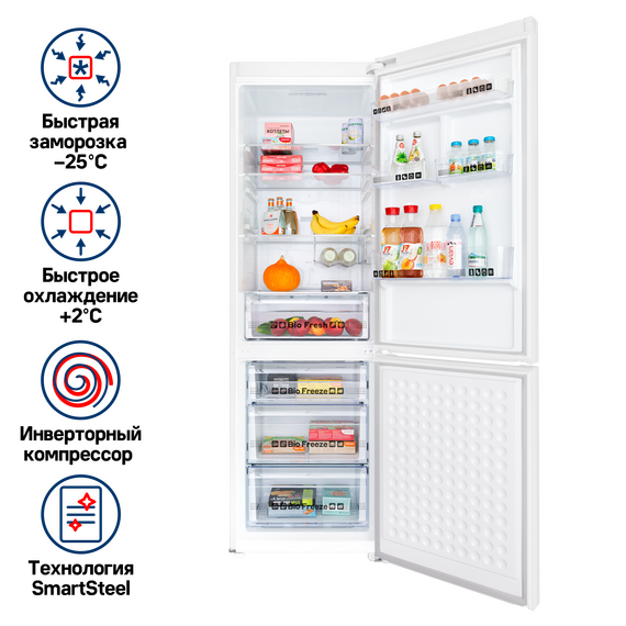 Двухкамерный холодильник с инвертором Maunfeld MFF195NFIW10 - фото 6