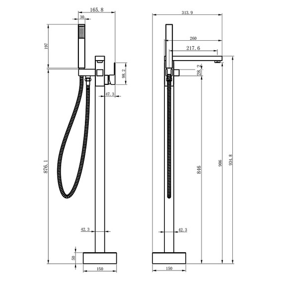 Смеситель для ванны Azario Salen AZ-K311GR (со скрытой частью) графит - фото 3