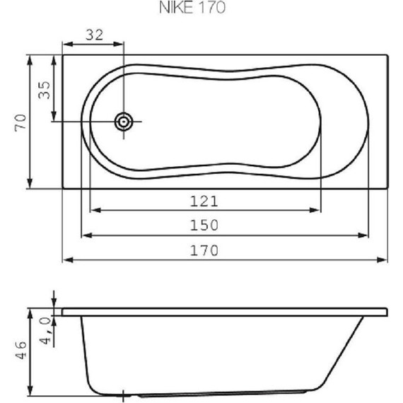 Ванна акриловая Cersanit Nike 170x70 см, Размер - мм: 1700х700 - фото, картинка 11 Ванна акриловая Cersanit Nike 170x70 см, Размер - мм: 1700х700 - фото 11