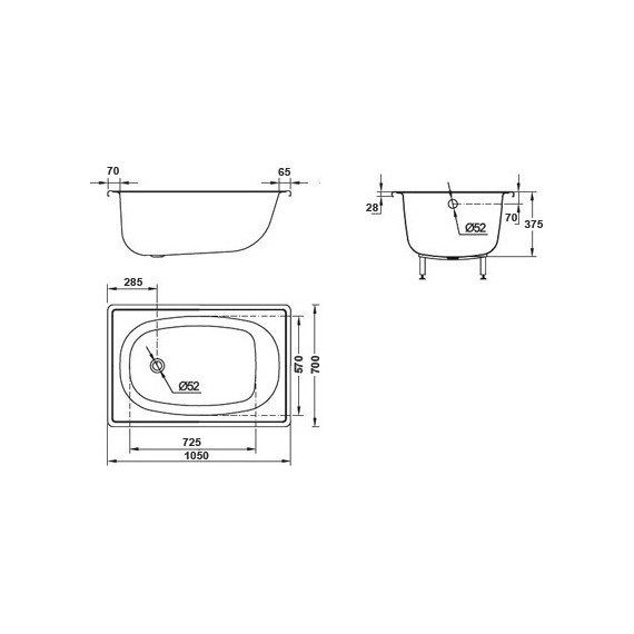 Ванна стальная BLB Europa 105х70 см - фото, картинка 5 Ванна стальная BLB Europa 105х70 см - фото 5