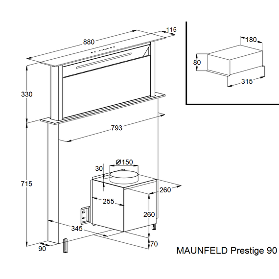 Вытяжка Maunfeld Prestige 90 Inox (чёрное стекло) - фото 17