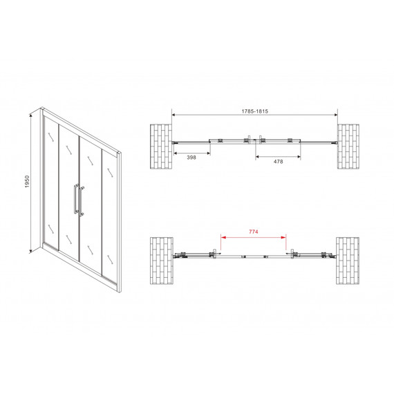 Душевая дверь Abber Schwarzer Diamant 180 см AG33180BH, чёрный/прозрачное - фото 8