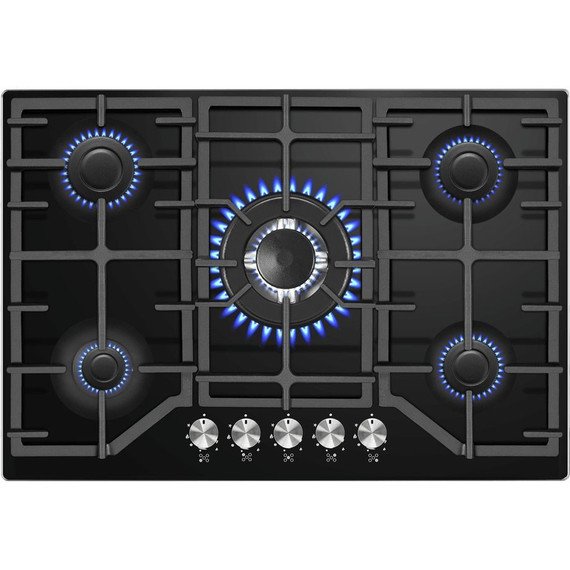 Газовая варочная поверхность Maunfeld EGHG.75.83CB/G (чёрное стекло) - фото 