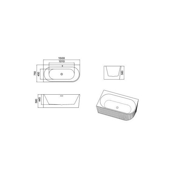 Ванна акриловая Azario LAGO BLANCO 150x75 см AZ-6724-1CL 15075 L - фото 7