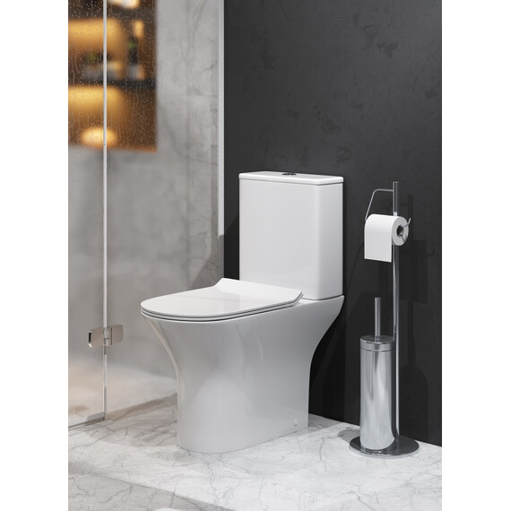 Унитаз-компакт безободковый Grossman Classic GR-4465SQ с тонкой крышкой микролифт (Система смыва торнадо) - фото 8