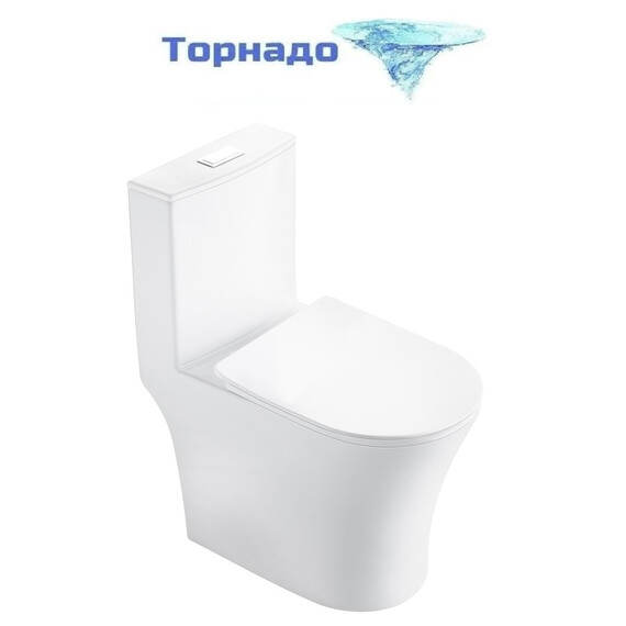 Унитаз-моноблок с ультратонким ободком Grossman Thin Rim GR-5607SQ с тонкой крышкой микролифт (система смыва Торнадо) - фото 